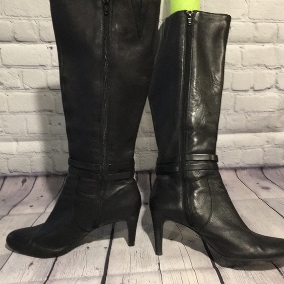 Antonio Melani women’s Black leather heeled boots - Picture 3 of 9